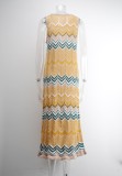 Women Summer Orange Hollow Knitted Stitching Plus Size Long Seaside Holiday Skirt