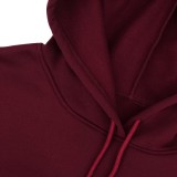 Women Spring Burgunry Solid Color Hooded Long-sleeved Plus Size Sweatsuit