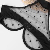 Women Black Sexy See-through Underwear Split Two-piece Lingerie Set