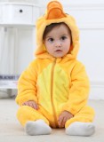 Winter Baby Boy Animal Costume Duck Zipper Fleece Hoody Long Sleeve Romper