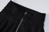 Spring Sporty Black Zipper Up Long Sleeve Zipper Up Slim Jumpsuit Wholesale Yoga Clothing