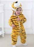 Winter Baby Boy Animal Costume Tiger Zipper Fleece Hoody Long Sleeve Romper