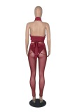 Summer Sexy Red Bandage Crop Top And Pant Cheap Wholesale Two Piece Sets