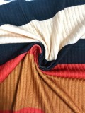 Winter Fashion Stripe Rib Long Sleeve Top And Braces Skirt Wholesale Womens 2 Piece Sets