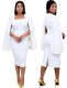 Spring Women White Beaded Formal Midi Party Dress