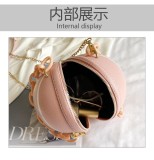 Women Pink Round Ball Designer PU Leather Basketball Handbag with Chain