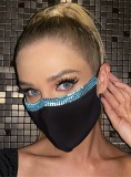 Women Fashion Bling Blue Silver Beaded Black Face Party Mask