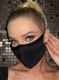 Women Fashion Bling Bling Black Beaded Face Party Mask