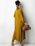 Spring Yellow Knit Crop Top And Pants With Matching Cardigans 3 Piece Set
