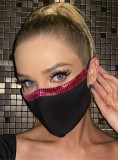 Women Fashion Bling Bling Red Beaded Black Face Party Mask