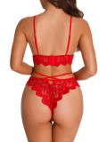 Women Red Lace Bra and Panty Set Sexy Lingerie