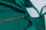 Summer Sexy Green Straps Backless Long Dress