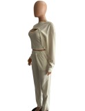 Spring Fashion Kahaki Vest And Long Sleeve Top And Pant 3 Piece Set