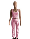 Spring Fashion Pink Vest And Long Sleeve Top And Pant 3 Piece Set