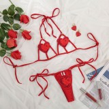 Sexy Red Cut Out Heart Bra And Panty Lingerie Set