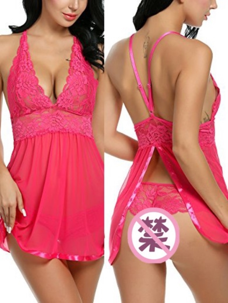 Wholesale Plus Size Women Sexy Rose Red Straps V Neck Lace Mesh Exotic Camisole Underwear