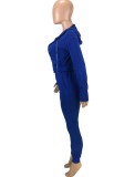 Spring Women Sporty Blue Tank Zipper Sweatshirt and Pants Three Piece Wholesale Jogger Suit