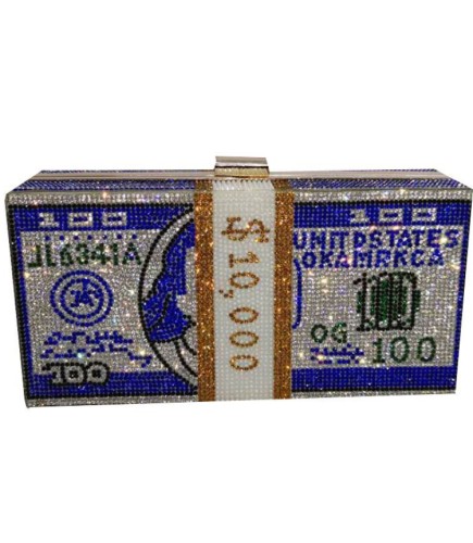 Женская элегантная синяя вечерняя сумочка со стразами в долларах