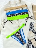 Women Sexy Leopard Print With Candy Color Two Piece Swimwear
