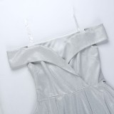 Summer Sexy White Shine Off Shoulder Mini Dress