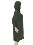 Women Spring Black Long Sleeve Zipper Hooded Long Jacket