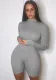 Women Spring Grey Long Sleeves Basic Rompers