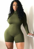 Women Spring Green Long Sleeves Basic Rompers