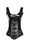 Women Black Leather Sexy Gothic Corset and Panty Plus Size Lingerie Set