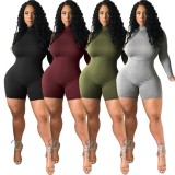 Women Spring Black Long Sleeves Basic Rompers