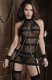 Women Black Mesh See Through Hollow Out Erotic Valentine Lingerie Set