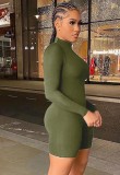 Women Spring Green Long Sleeves Basic Rompers