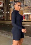 Women Spring Black Long Sleeves Basic Rompers