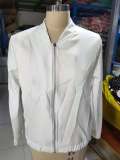 Autumn White Long Sleeve Stand Collar Jacket