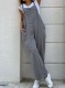 Spring Women Casual Gray Pocket Straps Loose Overall Jumpsuit