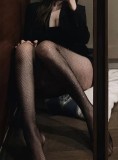 Women Sexy Black Beaded Hollow Out fishnet Pantyhose Stockings