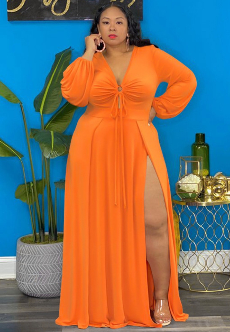 maxi orange plus size dress