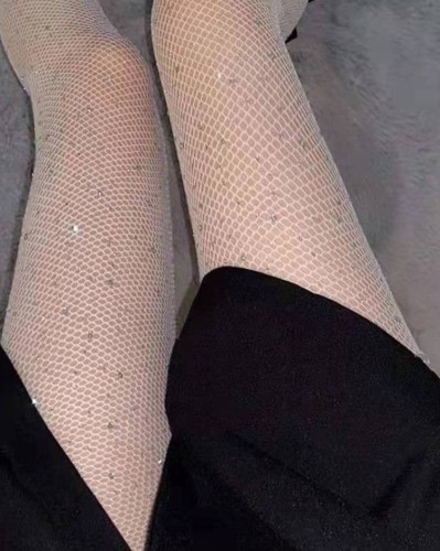 Meia-calça feminina sexy com cercadura oca e meia arrastão