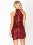 Summer Sexy Red Sequins Sleeveless Bodycon Party Dress