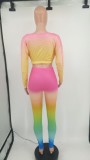 Frühling Sexy Tie Dye Print Schräge Schulter Langarm Crop Top und Hose Großhandel 2 Stück Outfits