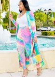 Spring Casual Print Long Sleeve Robe And Pant Wholesale 2 Piece Outfits