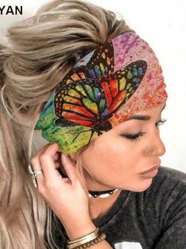 Kadın Elastik Kelebek Spor Geniş Şapkalar Ter emici Kafa Bandı