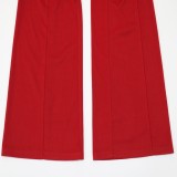 Sommer Frauen Eleganter Roter Pailletten V-Ausschnitt Flying Sleeve Ganzer Länge Formaler Overall mit Gürtel