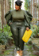 Spring Women Plus Size Black PU Leather Puff Sleeve O-neck Long Sleeve Top and Pants Wholesale Two Piece Sets