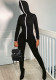 Spring Women Sporty Black Zipper Up Long Sleeve Pocket Fitted Jogger Jumpsuit