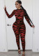 Spring Sexy Print Round Neck Long Sleeve Jumpsuit