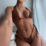 Frauen Sexy Brown Bandage Zweiteilige Bademode
