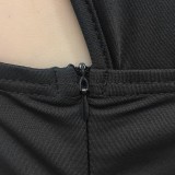 Frauen Sommer Schwarz Sexy One-Shoulder-Sleeveless Solid Silt Abendkleid