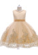 Kids Girl Summer Golden Formal Party Luxury Flower Fluffy Big Bow Sleeveless Princess Tutu Prom Dress
