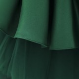 Sommer Grün Kinder Mädchen Ärmellos Formale Party Flauschige Große Schleife Tutu Prinzessin Kleid