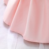 Kids Girl Summer Light Pink Sleeveless Flower Fluffy Tutu Formal Party Princess Dress